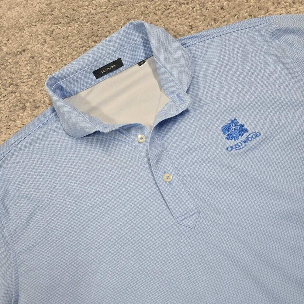 Turtleson Mens Polo Shirt Blue Geometric Short Sleeve Size Large Golf Casual